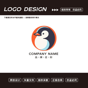卡通企鹅logo标志