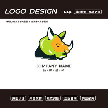 卡通犀牛logo标志