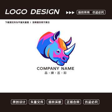 卡通犀牛logo标志