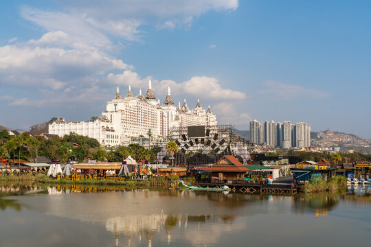 西双版纳景洪市的建筑和景观