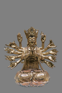 铜鎏金准提菩萨像