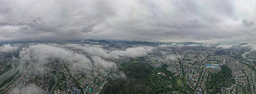 广西桂林城市风光全景图航拍