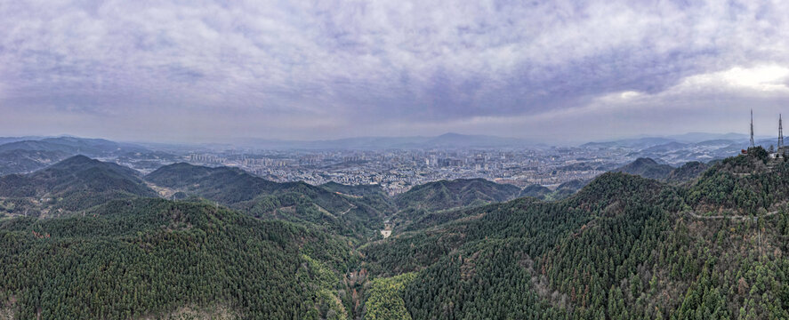 湖南怀化城市风光航拍全景图