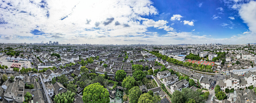 江苏苏州城市风光航拍全景图