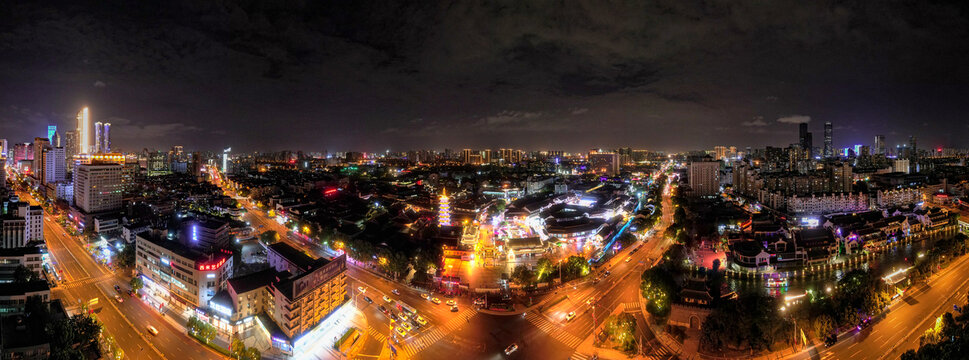 江苏无锡城市夜景全景图航拍