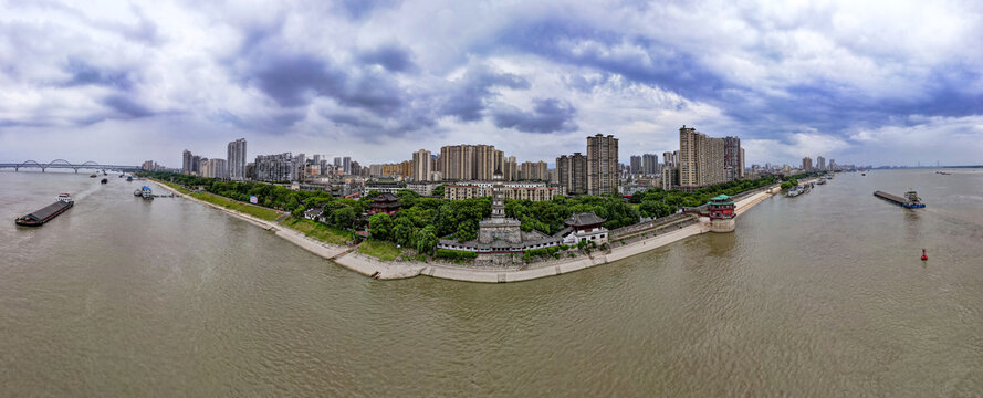 江西九江城市风光航拍全景图