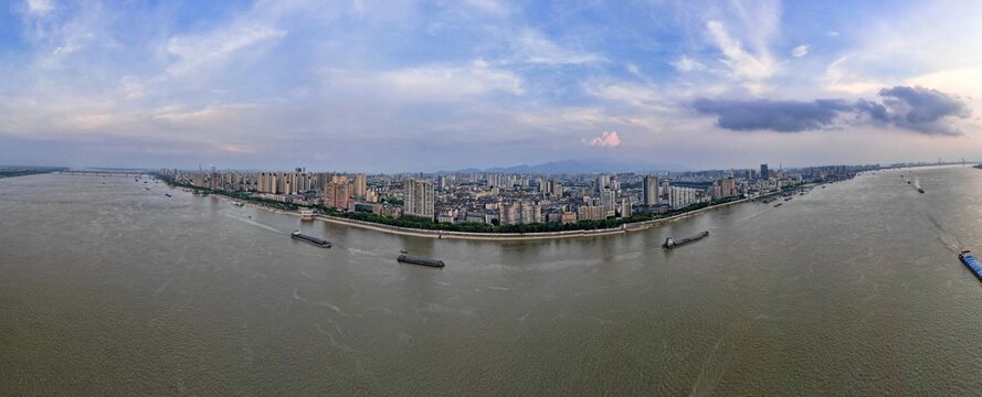 江西九江城市风光全景图航拍