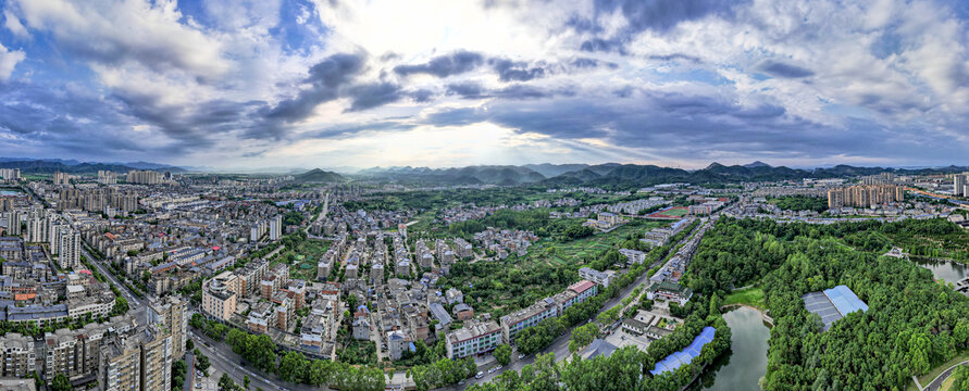 江西瑞昌城市全景图航拍