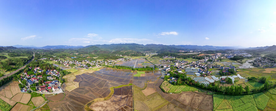 美丽乡村田园航拍全景图