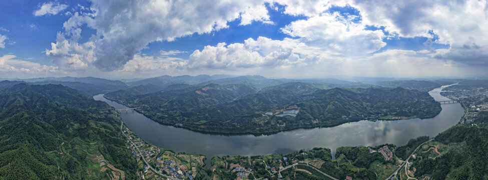 南方山川丘陵大好河山航拍全景图