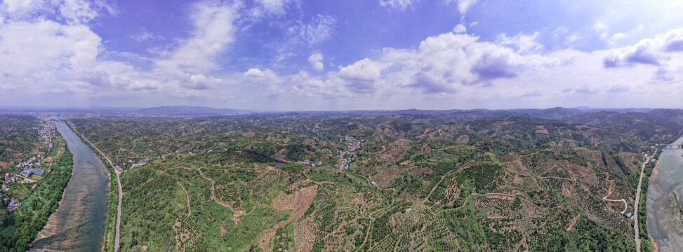 南方山川丘陵大好河山航拍全景图