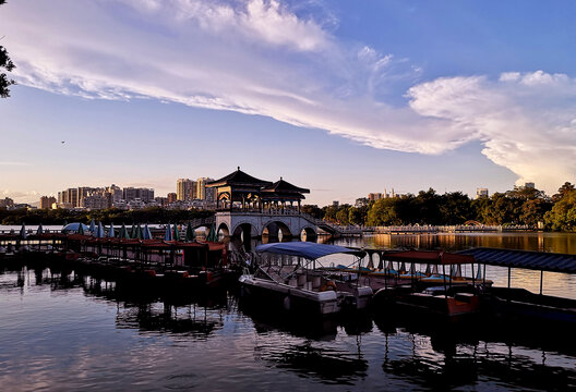 惠州西湖斜阳风光