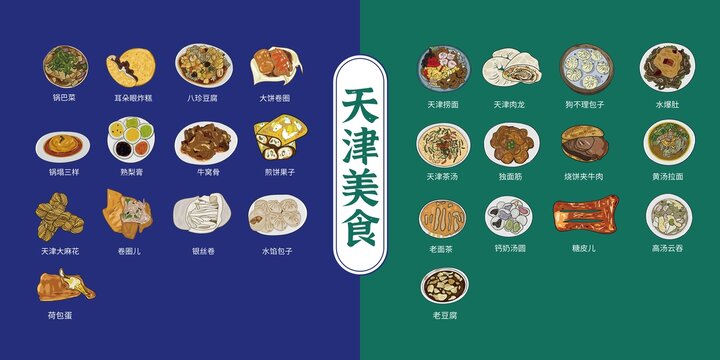 天津美食大集合插画