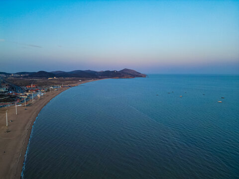 航拍葫芦岛渤海海平面