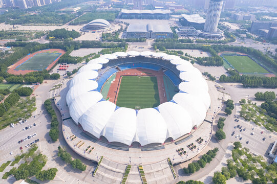 河北沧州体育中心体育馆航拍图