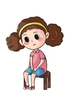 小女孩插画坐着的小女孩插画