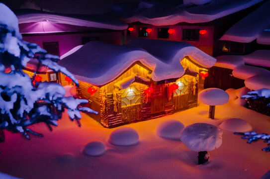 雪乡美景小木屋