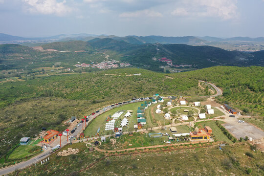 航拍淮北市烈山区龙脊山