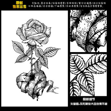 花卉矢量图案印花图腾纹身图案