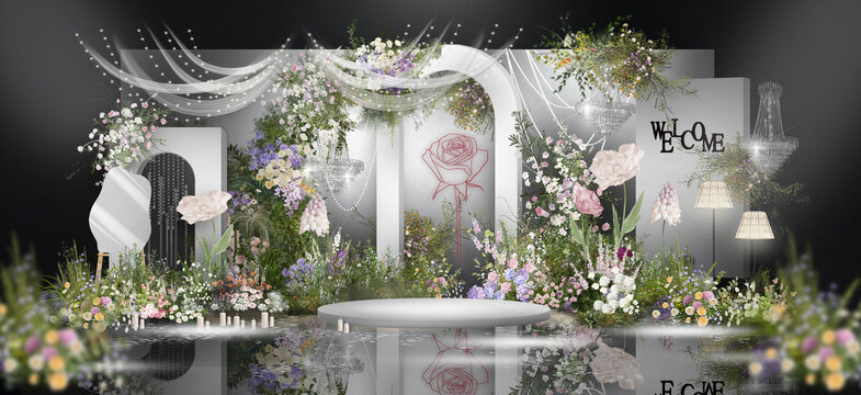 白色法式花园风婚礼效果图