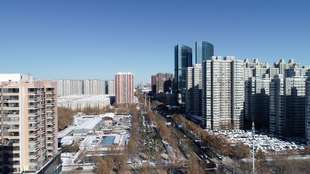 河北省石家庄市城市雪景