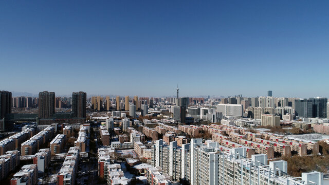 河北省石家庄市城市雪景