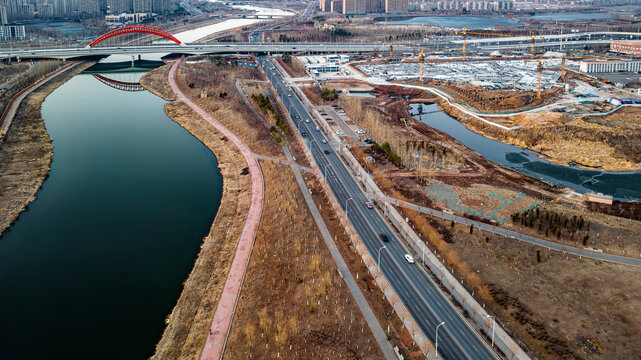 早春的中国长春南溪湿地公园景观