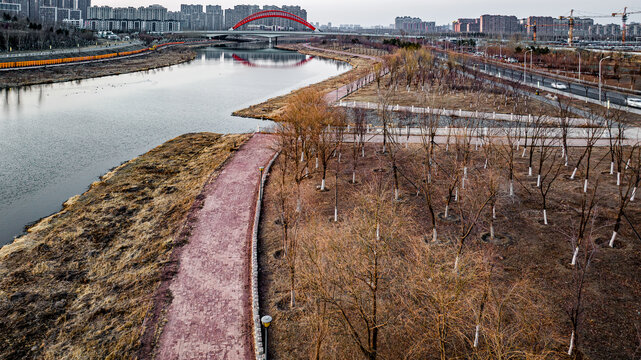 早春的中国长春南溪湿地公园景观