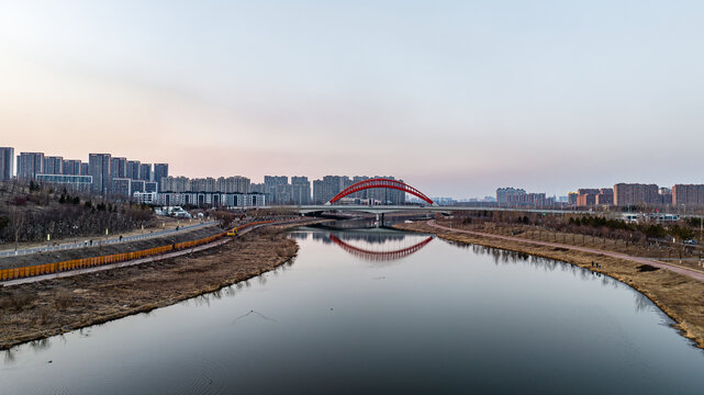 早春的中国长春南溪湿地公园景观