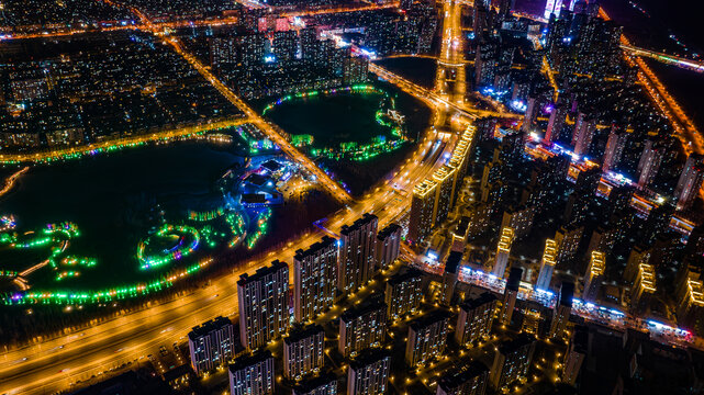 中国长春南部新城夜晚景观