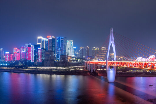 重庆千厮门大桥城市夜景