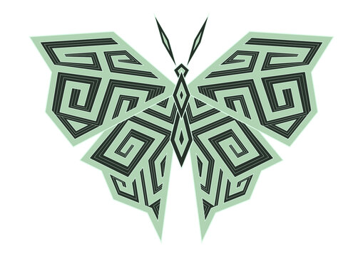 绿色青铜蝴蝶矢量插画元素