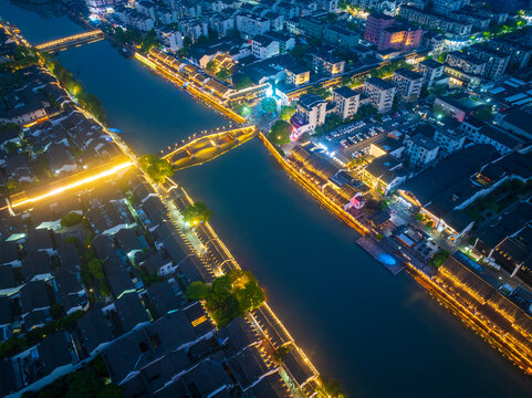 杭州临平塘栖古镇夜景