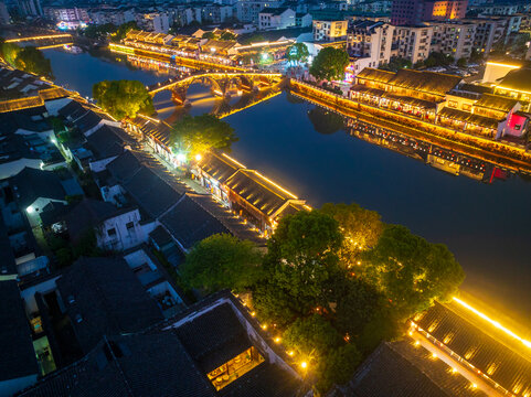 杭州临平塘栖古镇夜景