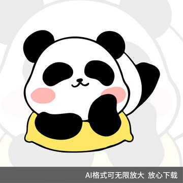 卡通趴着的熊猫