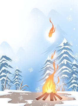 冬季篝火背景