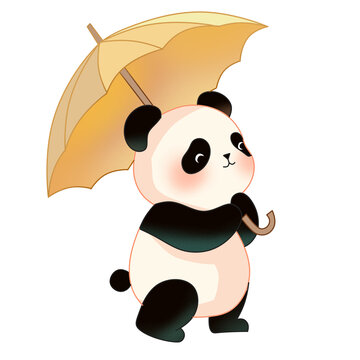 撑着黄色雨伞的熊猫