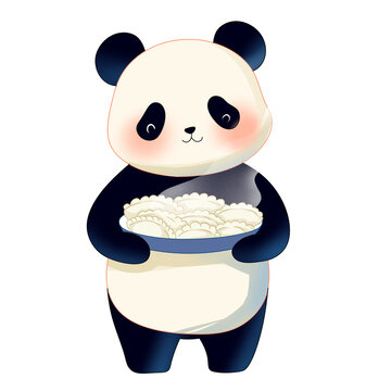 端着饺子的熊猫