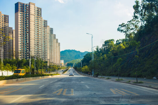 城市道路建筑物小区宽敞