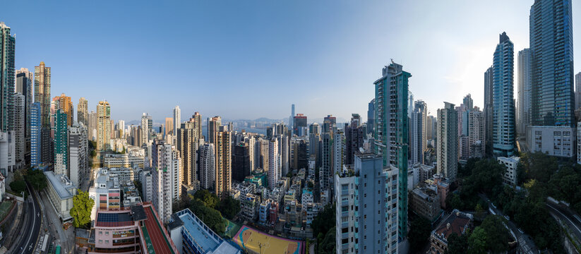 香港CBD航拍全景