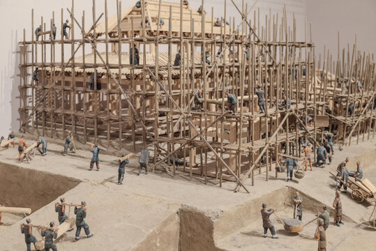 古代建筑建造场景