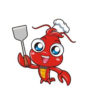 卡通可爱小龙虾厨师形象矢量图