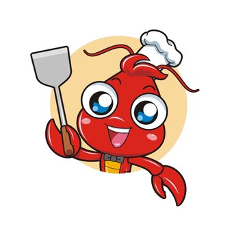 卡通可爱小龙虾厨师头像矢量图