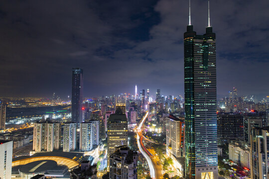 深圳福田区中心商务区繁华夜景