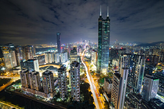 深圳福田区中心商务区繁华夜景