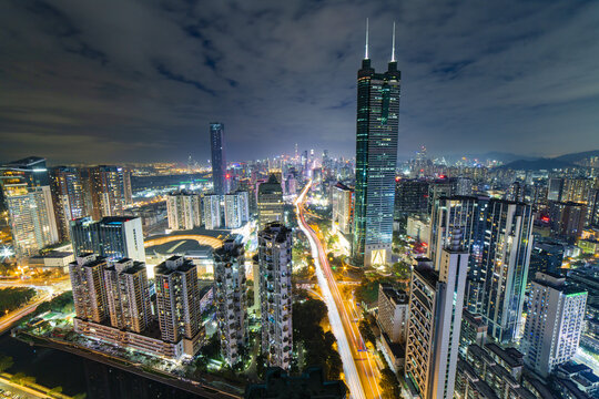 深圳福田区中心商务区繁华夜景