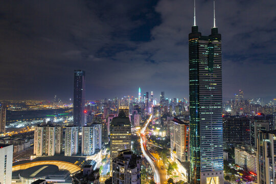 深圳福田区中心商务区繁华夜景