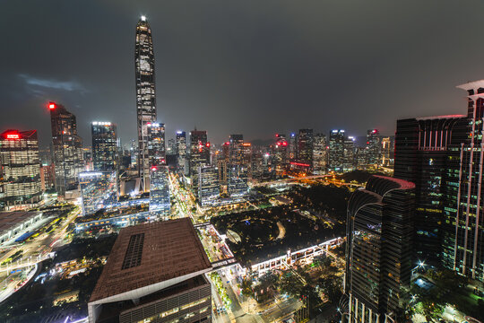 深圳福田区繁华城市夜景