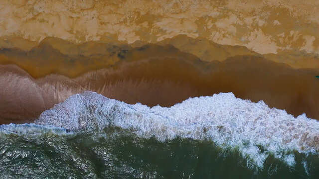 海南风光沙滩海浪航拍