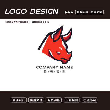 卡通犀牛logo标志